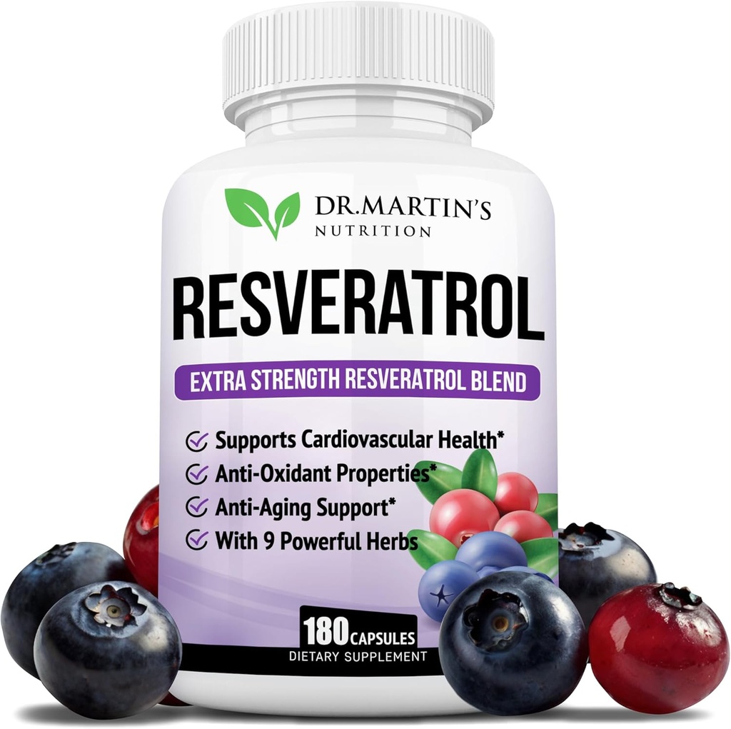 Επιπλέον δύναμη Resveratrol 1568mg - 180 κάψουλες - 3 μήνες προσφοράς 