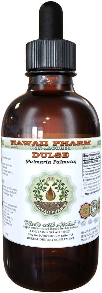 Dulse Alkol Ücretsiz Sıvı Ekstraksiyon, Dulse (Palmaria Palmata) kuru Leaf Glycerite Hawaii Pharm Natural Herbal Supplement 2 ozzz