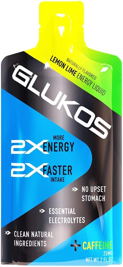 Glukos Energy Gels For Runners 2oz Packets, Run Gels with Electrolytes, Tray of 12 Count