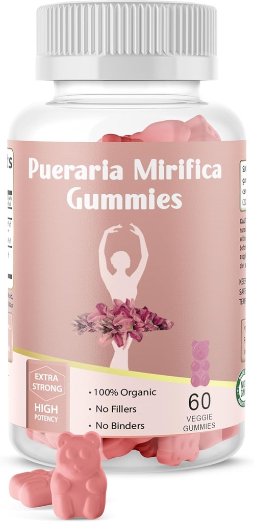 Pueraria Mirifica Gummy Organic Supplement - Pure Root 10:1 Mekanik 60 Veggie Gummies, Premium - Transgender için. Kadınlar, Erkekler...