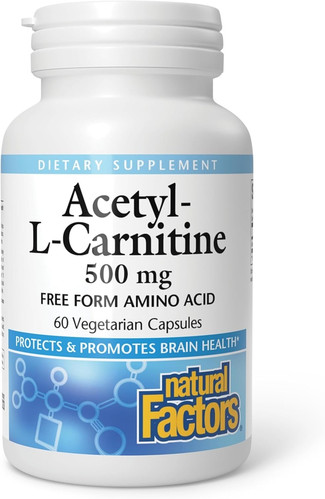 Natural Factors Acetyl L-Carnitine 500 milligrams, 60 Vegetarian Capsules