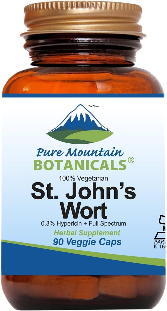 Pure Mountain Botanicals St. John's Wort Capsules, 450 mg Organik Herb ve St John's Wort Extract Supplement Supplement Supplement Supplement