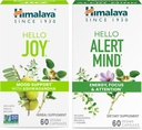 Himalaya Γεια σας Χαρά με Ashwagandha για τη βελτίωση Mood και πνεύματα & Ιμαλάια Hello Alert Mind with Bacopa for Energy, Focus & Προσοχή, βοτανικό συμπλήρωμα, 60 κάψουλες