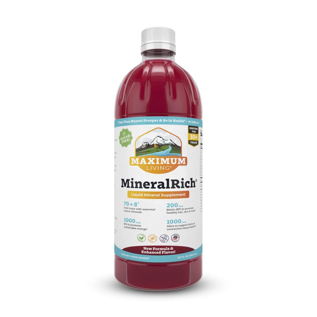 Maksimum Yaşam MineralRich - Mineraller Tamam - Vitaminlerin ve Trace Minerallerinin Şeker Ücretsiz Ölçeği - 32 oz
