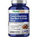 NusaPure French Maritime Pine Bark Extract 400mg ανά Veggie Caps 200-Ημέρες Παροχή Βιοπερίνης Μη ΓΤΟ Vegan