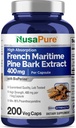 NusaPure French Maritime Pine Bark Extract, Veggie Caps 200-Day Supply Bioperine Non-GMO Vegan Için 400 mg