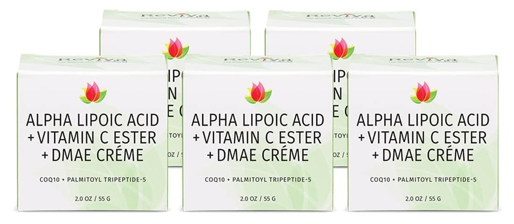 Reviva Labs DMAE, Alpha Lipoic Asit ile Krem, C Ester - DMAE Asansör ve Firma Grafik ve Face için Krem - Skin Firma ve Moisturing Cream, 5-Pack (2 oz each)