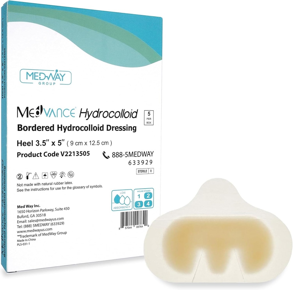 MedVance Hydrocolloid – Σύνορα Hydrocolloid Αυτοκόλλητο Συγκόλληση, Heel/Elbow, 3,5"x5", Κουτί των 5 dressings