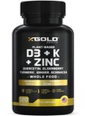 D, K2, K1, çinko, Quercetin, Elderberry, Turmeric, Ginger & Echinacea Whole Food Supplement 8 in 1- D3 5000 IU Plant-Based from Lichen, C (K2 MK7, MK4, K1), D3 K2