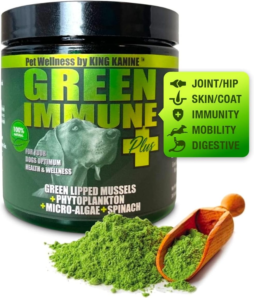 King Kanine Green Inmune Plus Multivitamin ve Mineral 6 oz | Organik Toz Hareketliliğe Katılmak ve Antivirüs Yardımı | Köpekler Bakımı için Inflammatory Supplement | Veterinarian Onaylandı
