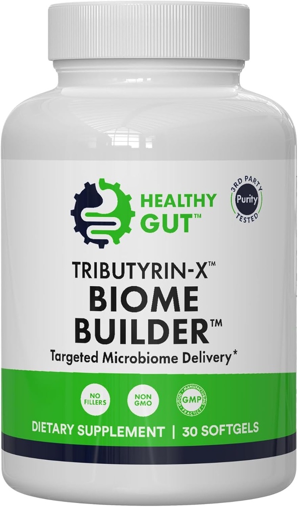 Sağlıklı Gut Tributyrin-X | En Bio available Butyrate Postbiyotik for Gut Health & Leaky Gut Support | 99 Pure w /Zero Odor | 30 Softgels