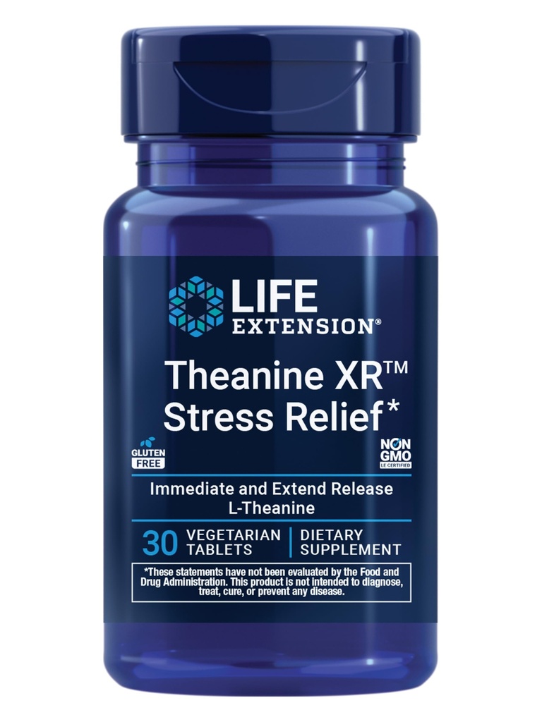Life Extension Theanine XRTM Stress Relief – L-Theanine – Günlük Strese Bir Calm Responses - Non-GMO, Gluten-Free, Vegetarian – 30 Tabletler