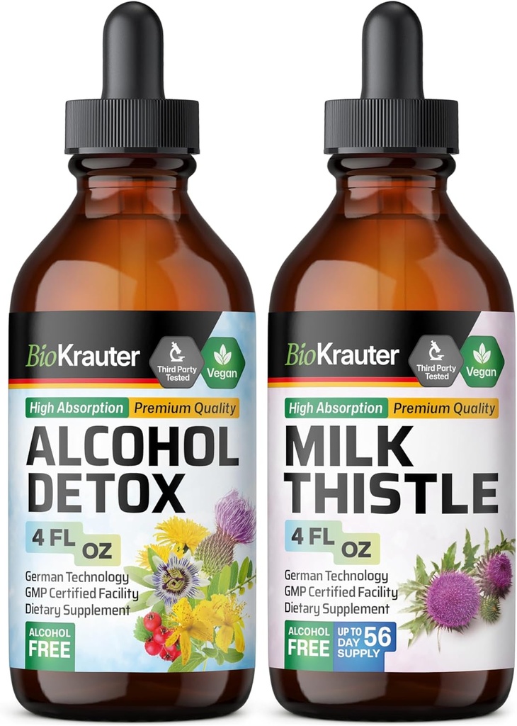 BIO KRAUTER Alkol Detox Tincture 4 Fl. Oz. & Milk Butle Tincture 4 Fl. Oz.