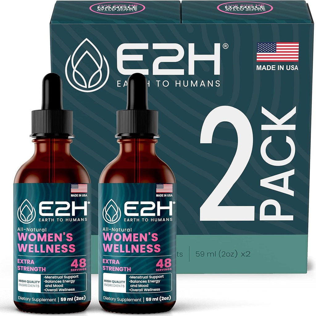 E2H All Natural Wellness, Hormone Balance and PMS Relief with Black Cohosh, Dong Quai και Licorice Root for Hot Flash Relief (2 μπουκάλια)