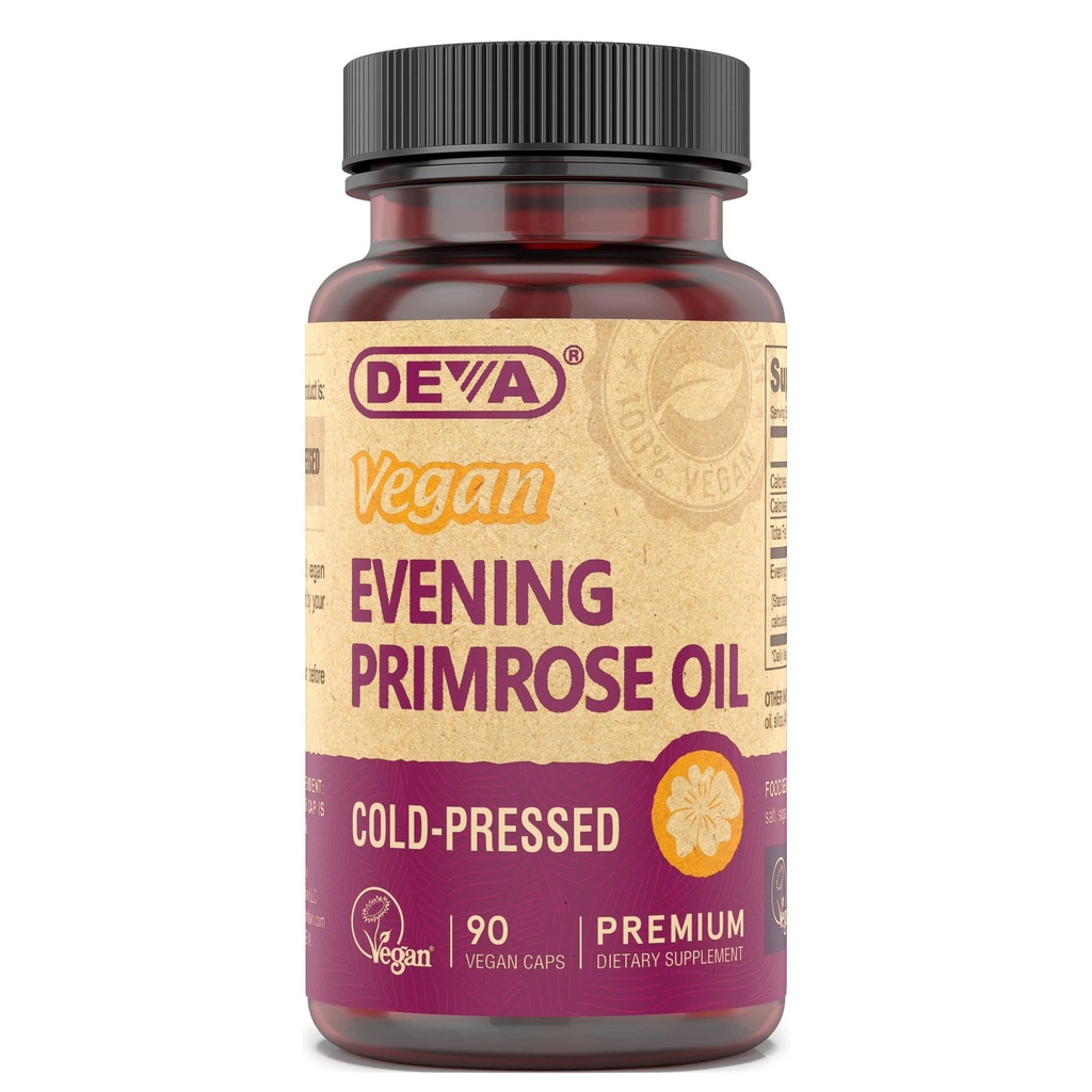 DEVA Vegan Primrose Oil, Cold-Pressed, Unrefined, 90 Capsules, 1-Pack