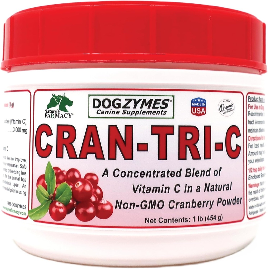Dogzymes Cran Tri C Urinary Tract Support, Vitamin C Mix, 1418 mg per Teaspoon (1 Pound)