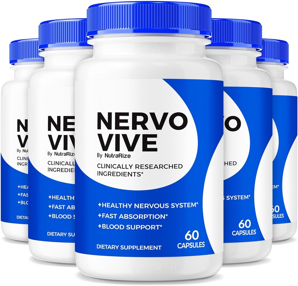 (Pack of 5) NervoVive – Original Nervo Vive Nerve Health Support Formula, Total Nerve Care with Natural Materialss for Comfort & Signal Function | NervoVive24 Easy-to-Take Daily Pills (300 Capsules)
