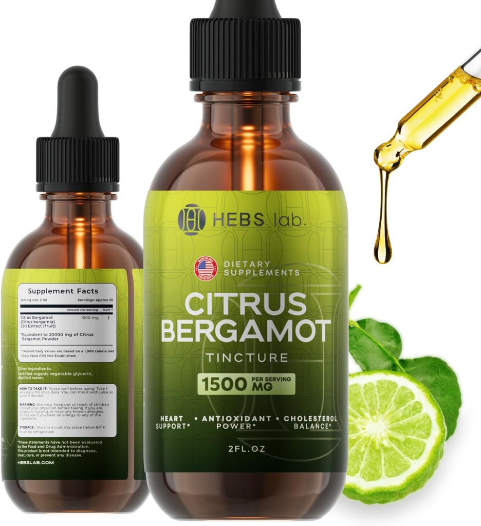 Citrus Bergamot Drops 2 fl oz – Made in USA - Φυσικό Αντιοξειδωτικό Υποστήριξη, Καρδιά & Μεταβολική Ευεξία συμπλήρωμα - εκχύλισμα Bergamot