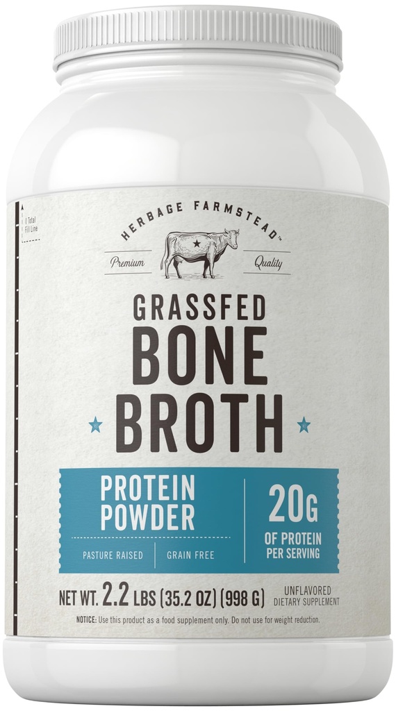 Carlyle Grass Fed Bone Broth protein Toz | 35.2 oz (2.2lb) | 20g protein | Pasture Yükseltd,j Free Supplement | Non-GMO & Gluten Free | Herbage Farmstead