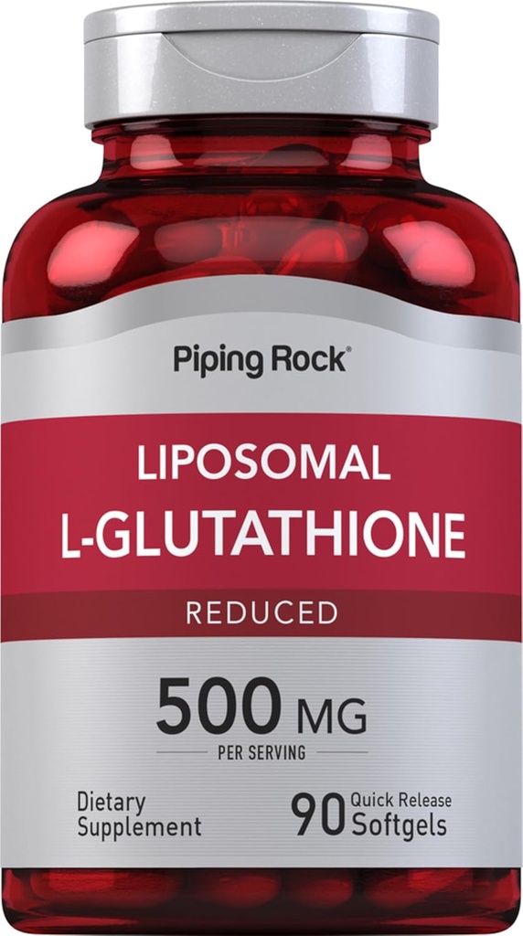 Piping Rock Liposomal Glutathione | 500mg | 90 Softgels | Reduced Supplement | Non-GMO, Gluten Free