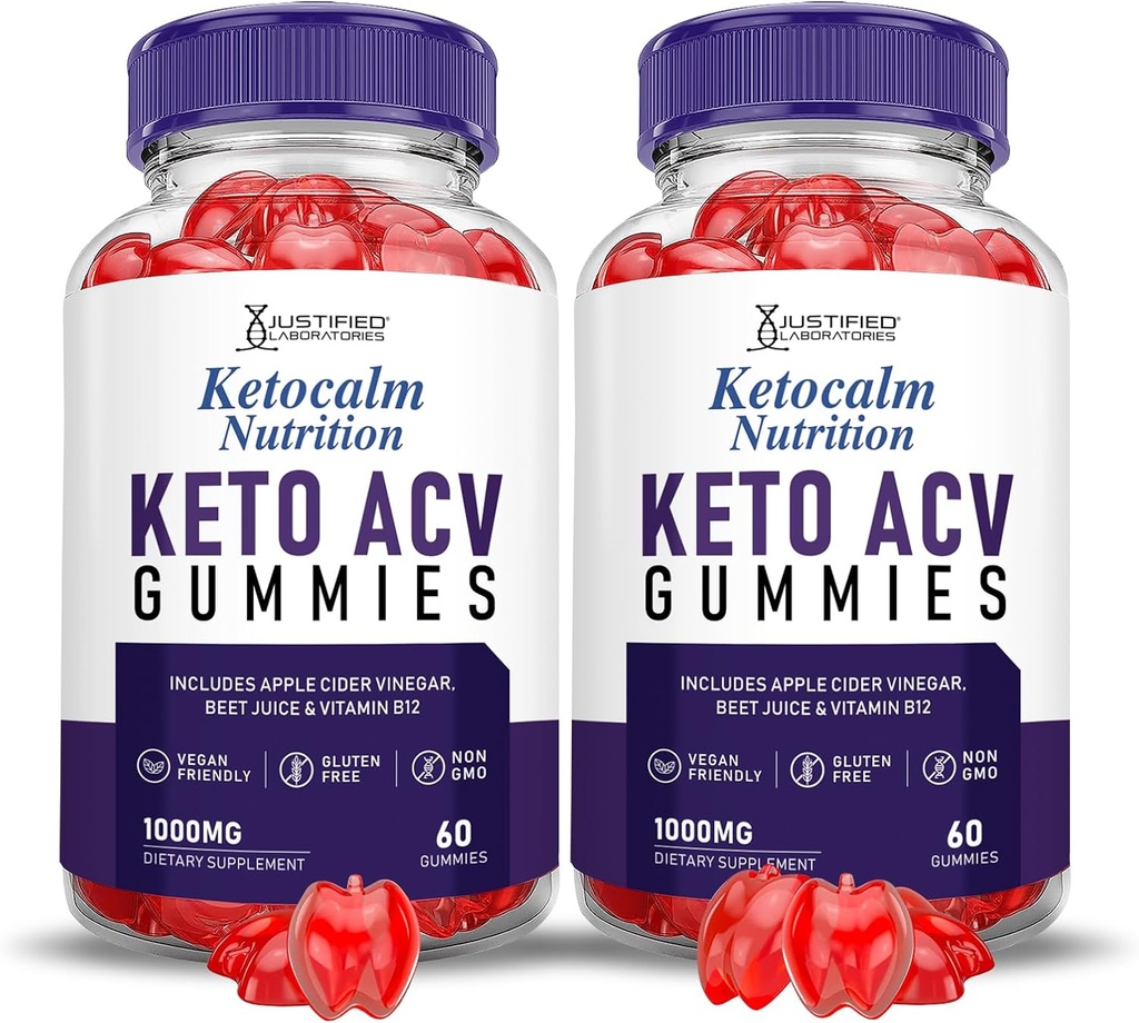(2 Πακέτο) Ketocalm Διατροφή Keto ACV Gummies Advanced Formula 1000MG Keto Calm Nutrition Keto Gummies Apple Cider Vinegar Formated with Roomegranate Beet Buice Powder B12 Vegan Non GMO 120 Gummys