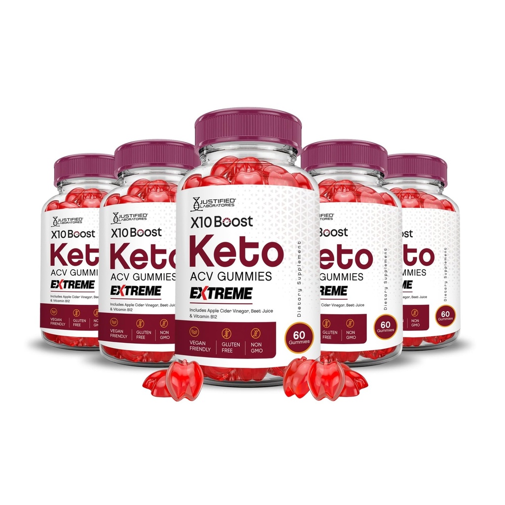 Justified Laboratories (5 Pack X10 Boost DW ACV Gummies Extreme 2000MG X 10 Boost Keto Gummies Apple Cider Vinegar Formula B12 Vegan Non GMO 300 Gummys