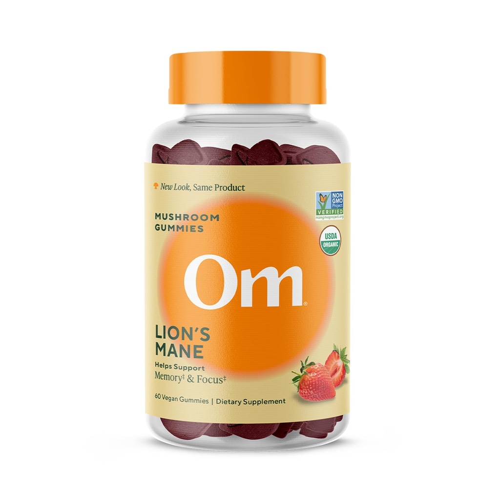 Om Lion's Mane Mushroom Gummies - Organik Mushroom Supplement ve Nootropic - Memory ve Focus için Beyin Supplements, 60 Count (30 Hizmet)