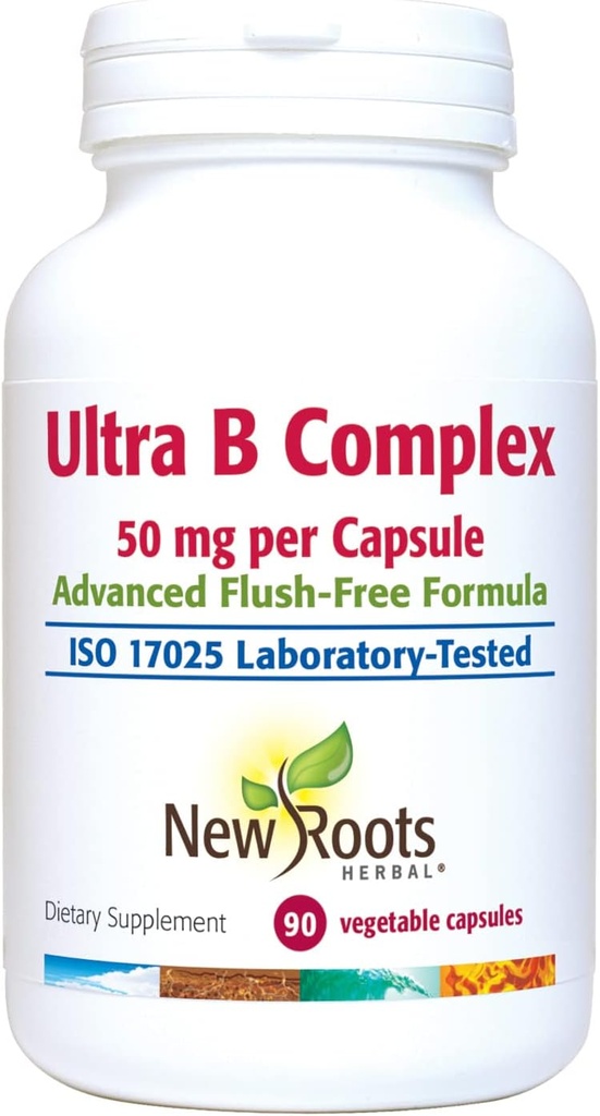 YENİ ROOTS HERBAL Ultra Vitamin B Supplement (50 mg) B6, B12, Biotin | Gelişmiş Immune Support Supplement (90 Veg Caps) | Flush Free Formula B Supplement (50 mg)