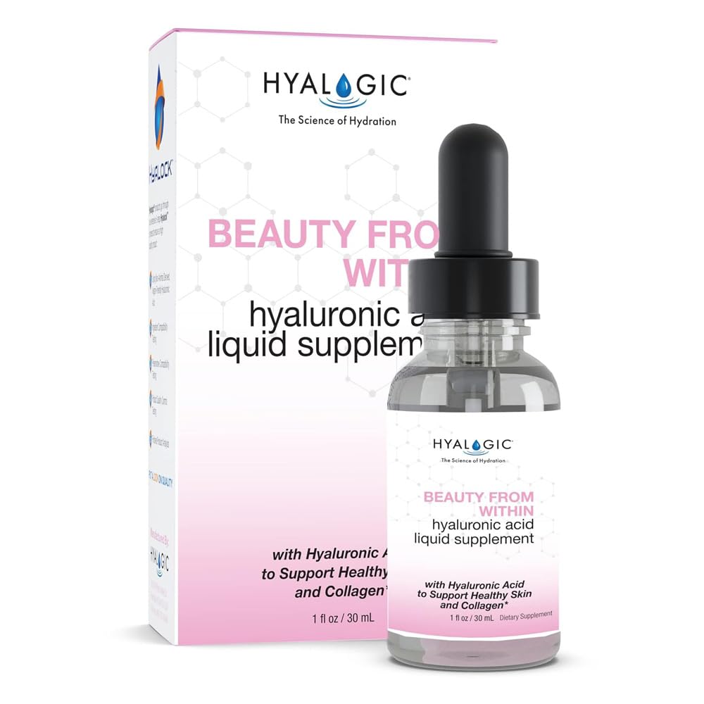 Hyalogic Beauty From Within Hyaluronic Acid Liquid Supplement - Sıvı Hyaluronic Acid for Skin Hydration, Ortak Destek ve Collagen Boost - Vegan, Gluten-Free, Odorless & Tasteless (1 Fl Oz)