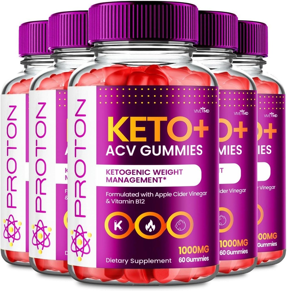 VIVE MD Proton Keto ACV Gummies Advanced Kilo Yönetimi, Protein Keto ACV Gummies, Proton Hua Plus Gummies with Apple Cider Vinegar Supplement 1000 mg, Proton Bingo+ACV Gummies 5 Pack)