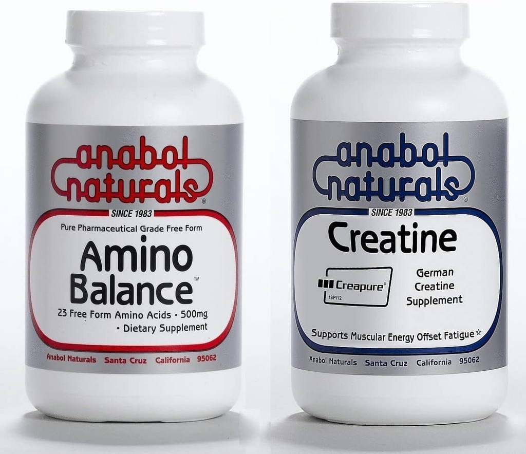 Anabol Naturals Energy Stack: Amino Balance 100 γραμμάρια καθαρή σκόνη & Creapure Creatine 100 γραμμάρια καθαρή σκόνη