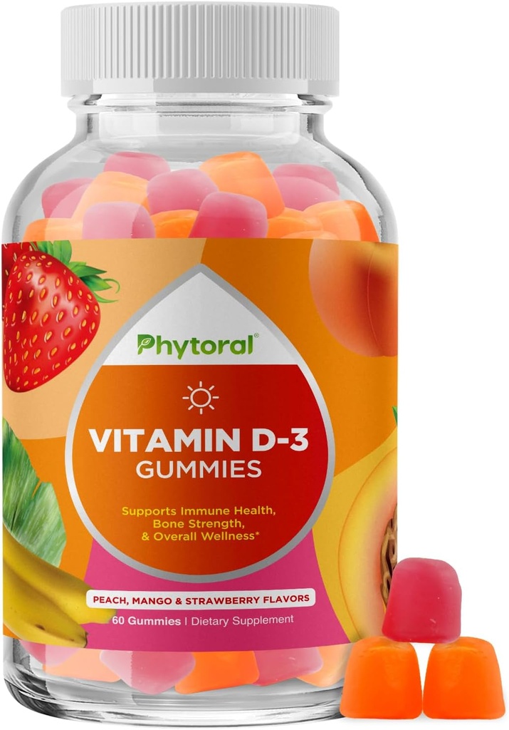 Yetişkin Immunity Desteği için Uygun Vitamin D Gummies - D3 2000IU ile Günlük Vitamin D3 Gummies - Gluten ve Gelatin Free Non-GMO Gummy for Adult Immunity Support (1 ay)