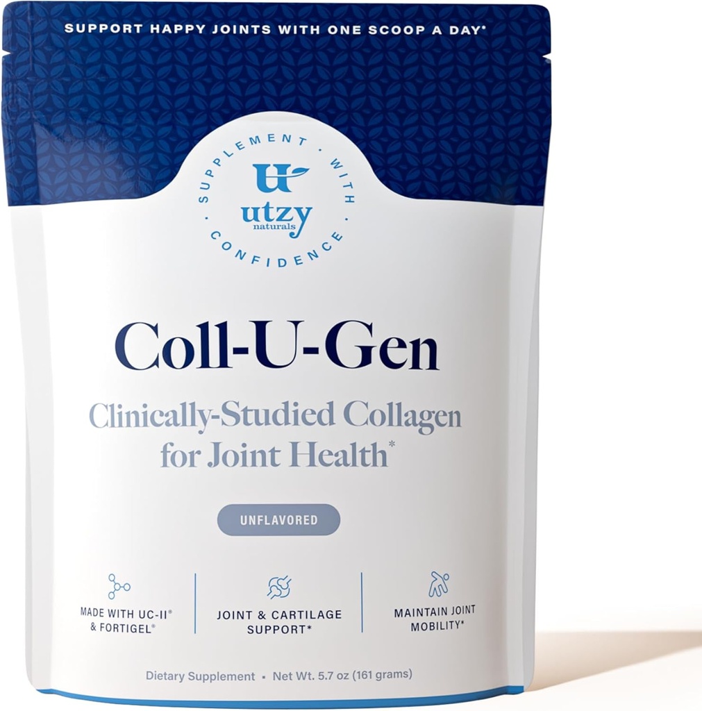 Utzy Naturals Coll-U-Gen | Ortak Destek Supplement | Tip II Undenatured Collagen (UC-II®) & Fortigel® | Unflavored Toz | 30 Hizmet