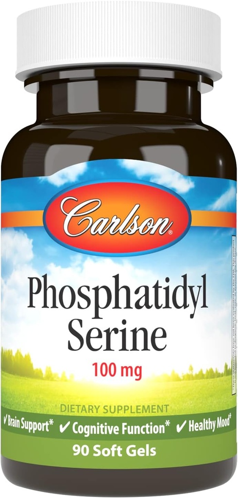 Carlson - Phosphatidyl Serine, 100 mg, Μη ΓΤΟ, λειτουργία εγκεφάλου, 90 Softgels