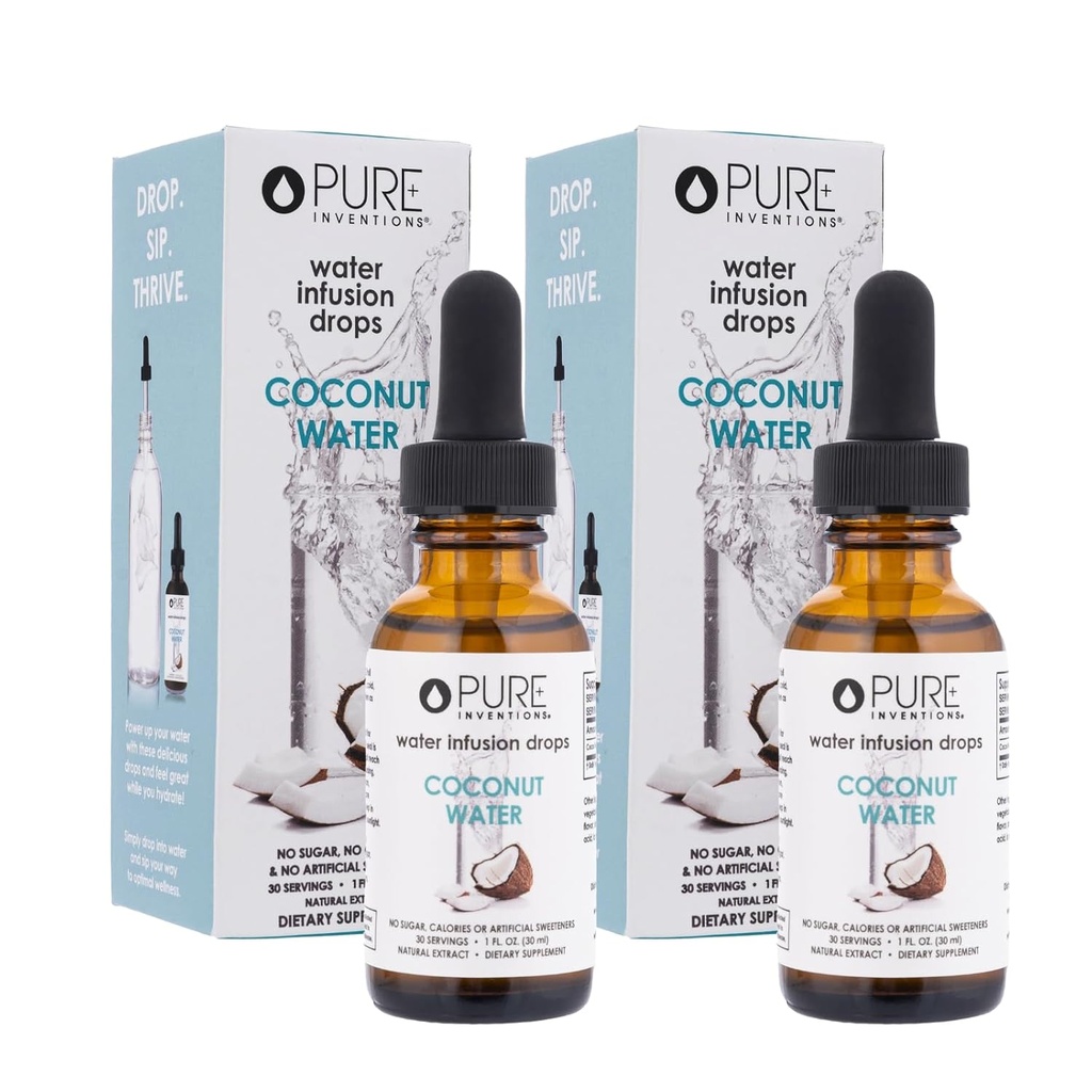 Saf Inventions - Coconut Water Infüzyon Drops - Drink & Water Advancedr - Electrolytes - No Sugars, Calories veya Yapay Tatlıcılar - 30 Hizmet - 1oz - 2 Paket