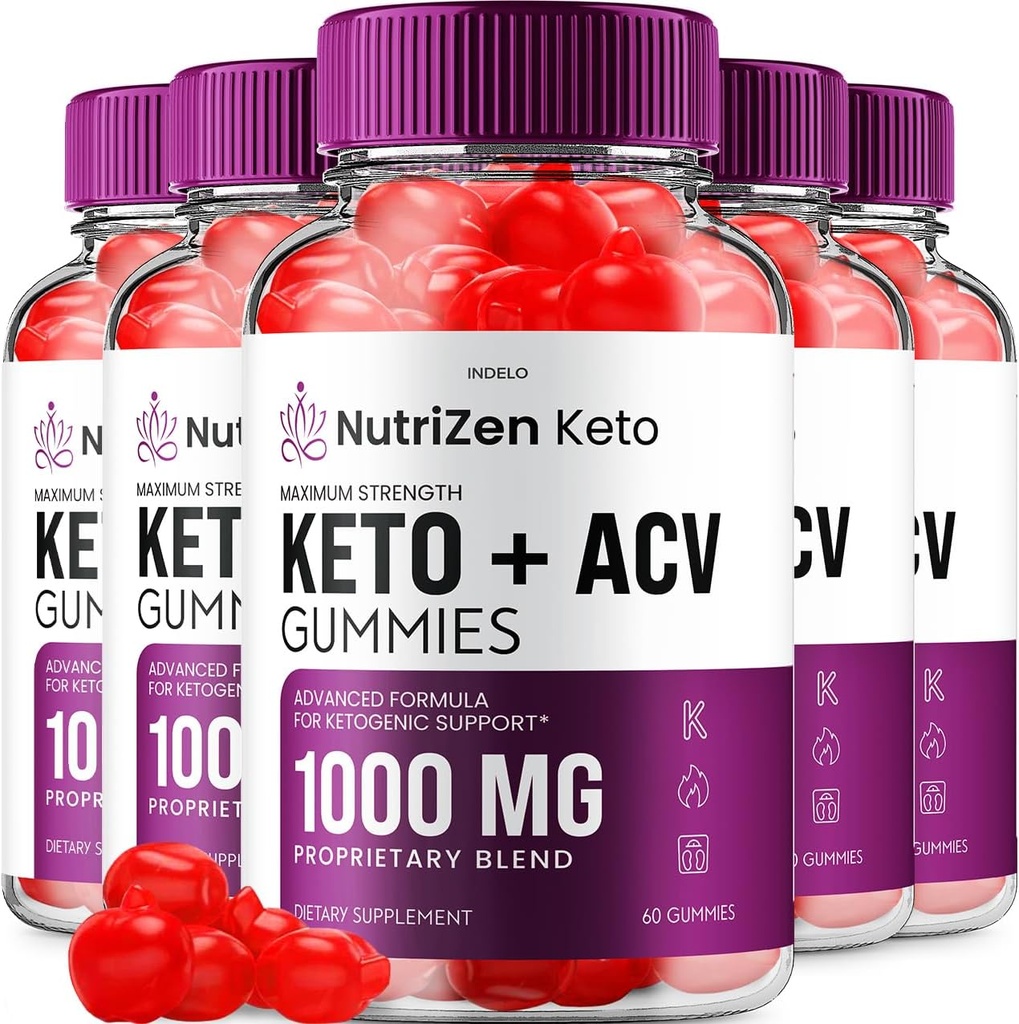 (5 Pack) NutriZen Keto ACV Gummies - Gelişmiş Formula Nutri Zen Keto Plus ACV Gummies Apple Cider Vinegar Keto Nutrizen ACV Gummies Diyetary Supplement Yorumlar Men Women (300 Gummies)