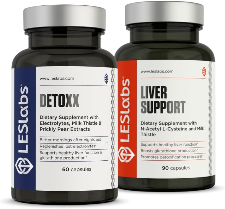 LES Labs Detoxx και υποστήριξη ήπατος Duo-Bundle για την υποστήριξη της υγιεινής λειτουργίας του ήπατος, παραγωγή γλουταθειόνης, και αποτοξίνωση