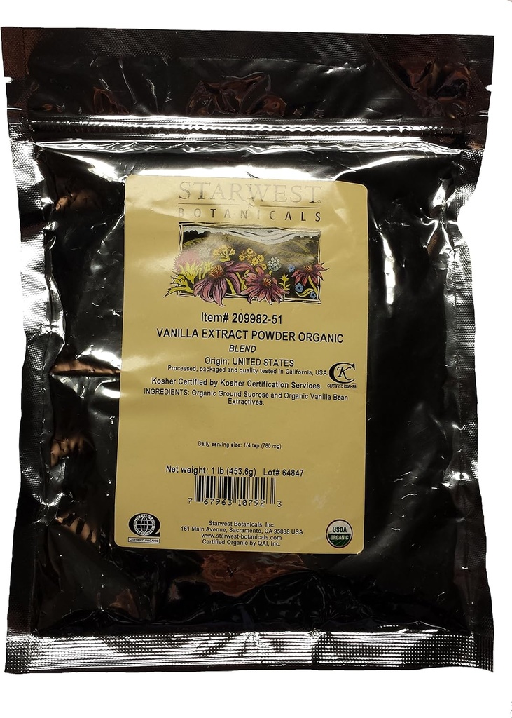 Starwest Botaniks Organik Vanilla Extract Toz - 1 Pound