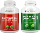 Red Yeast Rice 1200 mg & Niacin + Organik Turmeric Curcumin 700 mg & Bioperine% 95 Curcuminoids - 240 Vegetarian Capsules