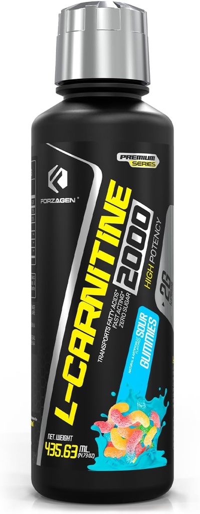 Forzagen L- Carnitine 2000 - Vitamin B6 | Acetyl L-Carnitine | L-Tartrate | 30 Hizmet (Sour Gummies)