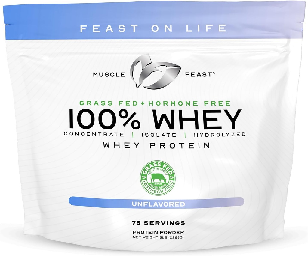 Kasbah 100% Grass Fed Whey Protein Tozu, Tüm Doğal Hormonlar Ücretsiz Paure Kadınlar ve Erkekler için Whey Protein Tozu, Isolate & Hydrolyzed Protein Toz Mix- Unflavored, 5lb