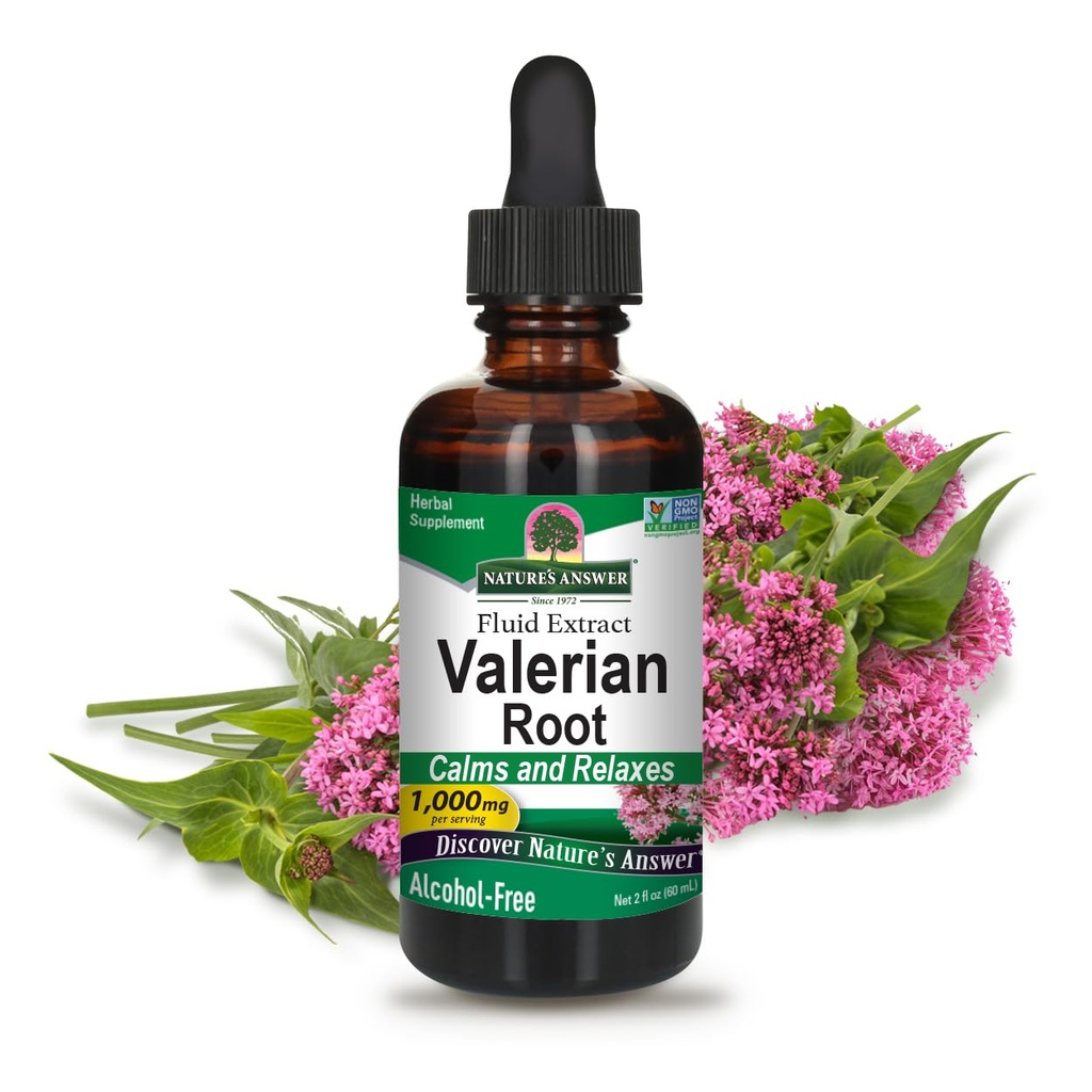Nature's Answer Valerian Root | Discovers Restful Sleep | Calms & Relaxes | Super Tempd 1000 mg | Gluten-Free, Alkol Özgür, Kosher Sertifikalı & Vegan 2oz (Pack of 2)