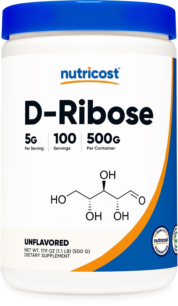 Nutricost D-Ribose σκόνη 500 γραμμάρια - 5000mg ανά υπηρεσία, μη GMO (500 γραμμάρια)