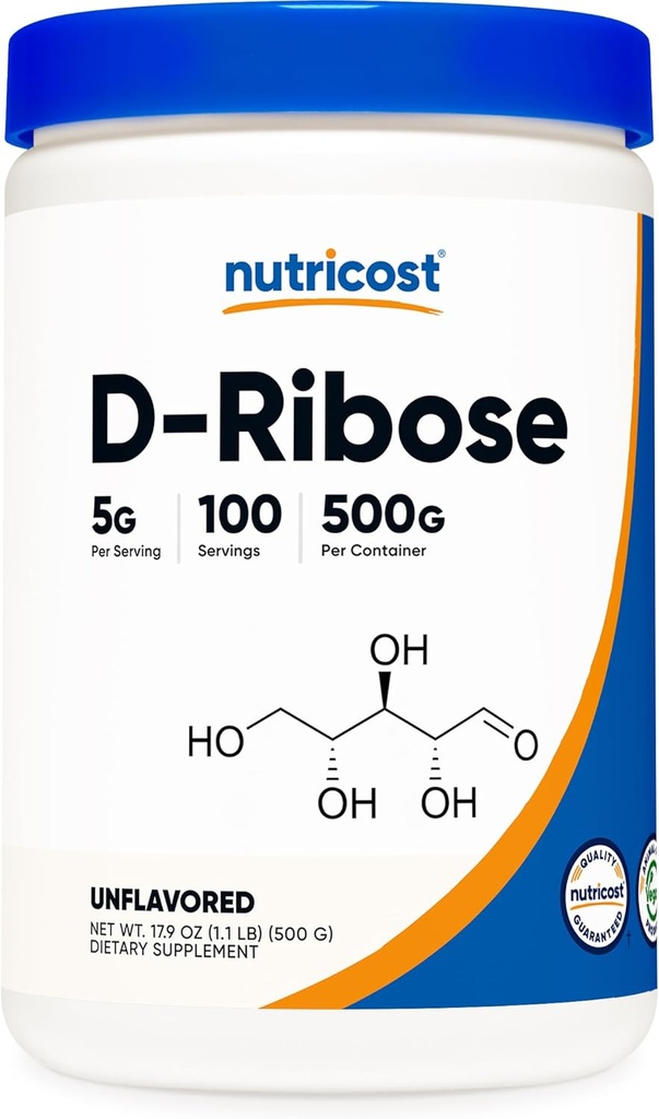 Nutricost D-Ribose Powder 500 Grams - 5000mg Per Serving, Non-GMO (500 Grams)