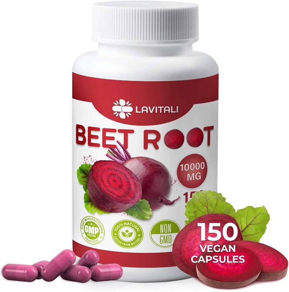 150 Beet Root Extract Capsules, 1000mg per Serving, 100% Natural & Pure from Beet Root, No Gluten, No Sugar, Vegan Capsules, High Concentrated Herbal Beet Root Extract.