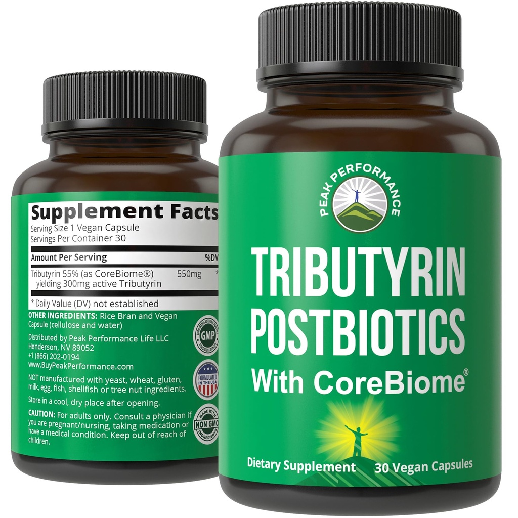 CoreBiome Tributyrin Postbiyotik Supplement Klinik Olarak Gut Health için Test Edildi. Sodyum Butyrate Capsules'tan daha etkili. High Bioavailability Post Biotics For Digestive, Leaky Gut, Kolon, Microbiome
