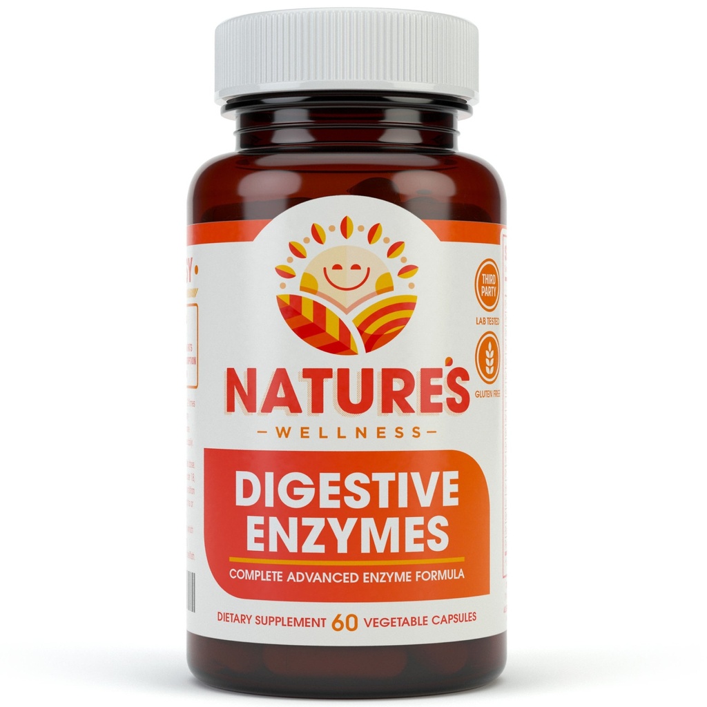Digestive Enzymes Complete - Advanced Multi Enzyme Supplement for Better Digestion & Abvortion. Βοήθεια Αέριο Ανακούφιση, Δυσφορία, Μπλόφα, IBS, Γλουτένη & Δυσανεξία Λακτόζης