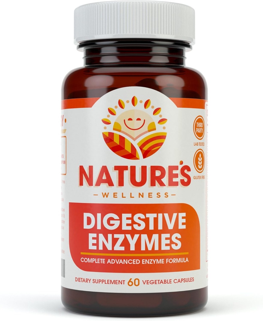 Digestive Enzymes Tamam - Daha İyi Digestion & Abxia için Gelişmiş Multi Enzyme Supplement. Gas Relief, Discomfort, Bloating, IBS, Gluten & Lactose intolerance