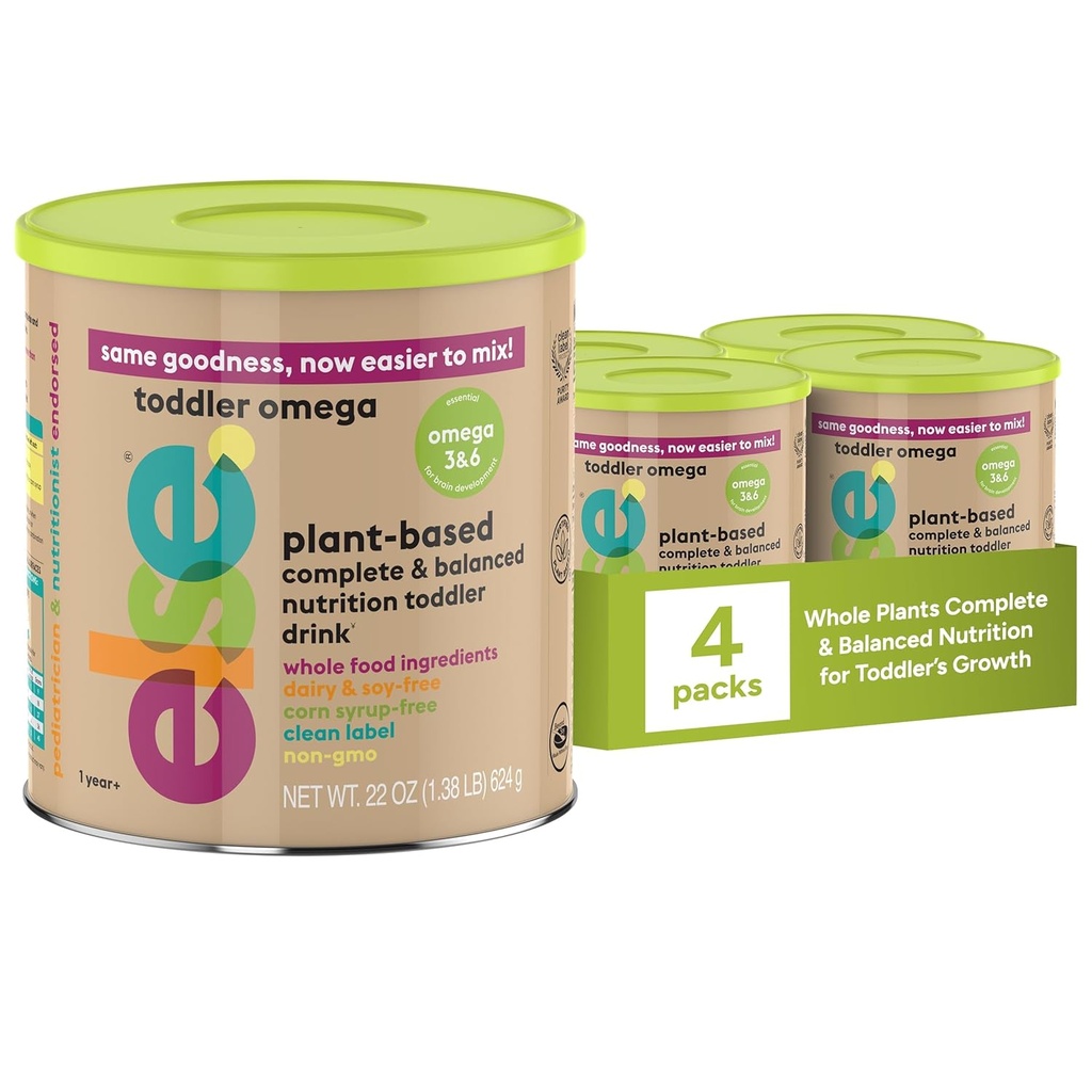 Else Toddler Formula 1236 Ay - Plant-Based, Dairy-Free & Lactose-Free Baby Formula - Süt Free Formula, Omega 3 & 6 for Brain Development - Soy Formula Alternative, (22 oz, 4 Pack)